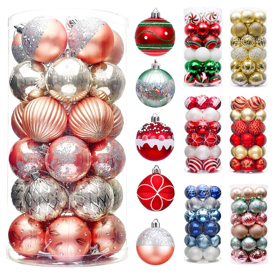 Amazon Christmas Decoration Products Plastic Ball Painted Christmas Ball Gift Set Christmas Tree Small Pendant